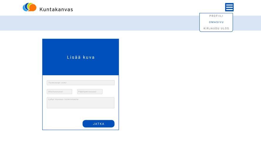 Näin pääset alkuun 1. Rekisteröidy käyttäjäksi luomalla käyttäjätunnus ja salasana kuntakanvas.fi sivuston etusivulla. 2. Saat vahvistusviestin sähköpostiisi, minkä jälkeen voit kirjautua sisään. 3.