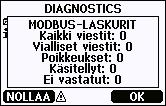Luku 5 Modbus Modbus-diagnostiikkalaskurit MMT330:ssä on diagnostiikkalaskurit, joiden avulla voidaan paikantaa Modbus-ongelmia. Laskurit ovat aina aktiivisia, kun Modbus-protokolla on käytössä.
