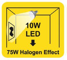 HI-SPOT RefLED ES50 HI-SPOT RefLED PAR16 Lämmin valkoinen 3000 K 3,5 W = 35 W halogeeni GU10 1000 cd/175 lm (- 90 % energiaa*) 20 avautumiskulma Saatavana myös 4000 K * Halogeenilamppuun Lähes