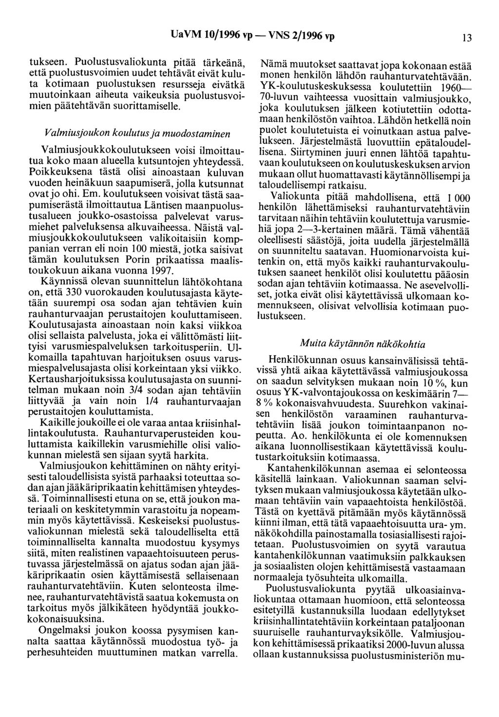 Ua VM 10/1996 vp- VNS 2/1996 vp 13 tukseen.