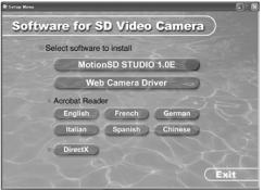 TIETOKONE Kun laitat mukana toimitetun CD-ROM-levyn tietkoneeseen, sen CD-asennusohjelmisto avautuu automaattisesti. Videoeditori MotionSD STUDIO 1.