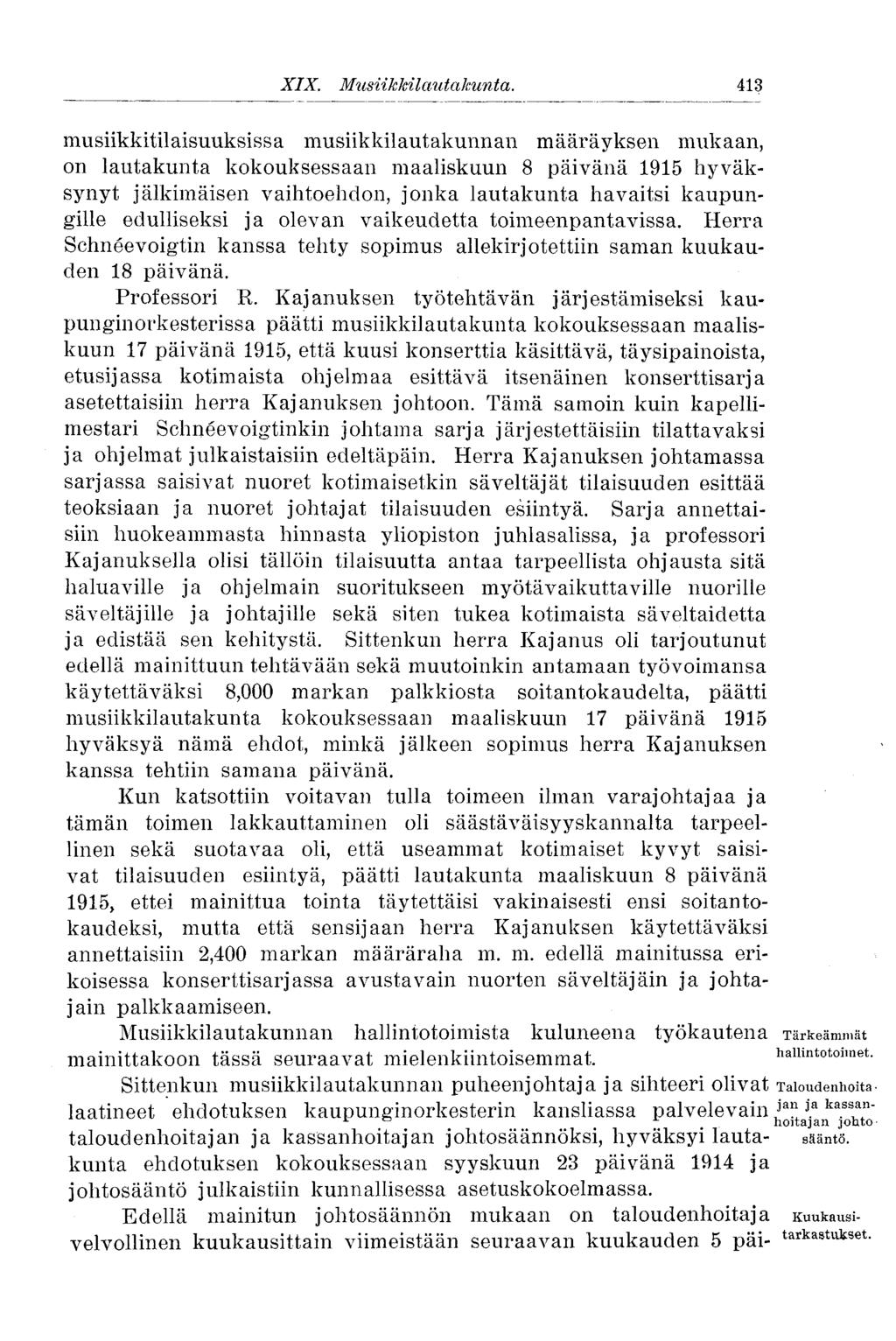 XIX. Musiikkilautakunta.