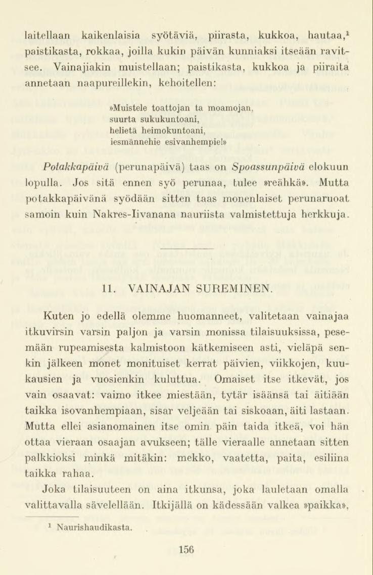 laitellaan kaikenlaisia syötäviä, piirasta, kukkoa, hautaa, 1 paistikasta, rokkaa, joilla kukin päivän kunniaksi itseään ravitsee.