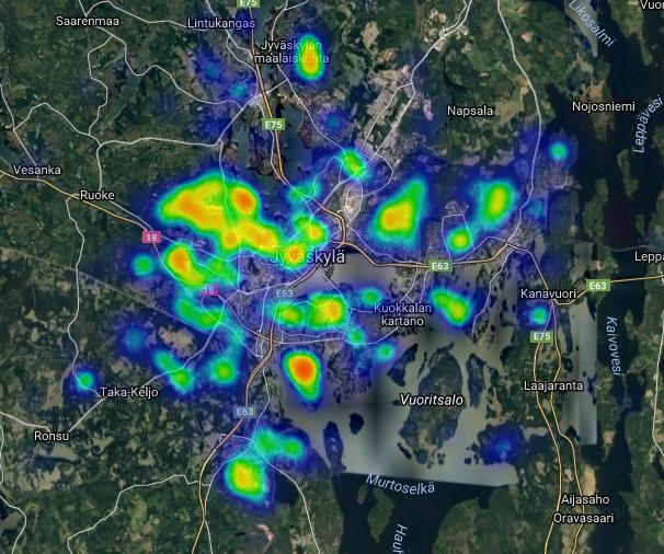 Käyttämäni metsä lämpökartta