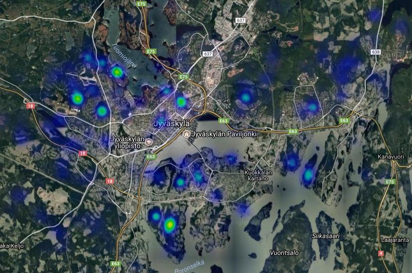 Käyttämäni metsä lämpökartta vain niiden vastaajien