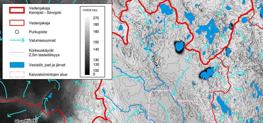 100 Laajennusalueella ei ole tehty hydrogeologia selvityksiä, eikä alueen pohjavesipinnatasosta ei ole tietoa. Koko kaivostoiminta-alueen pohjavedentaso tullaan varmistamaan YVA-menettelyn aikana.