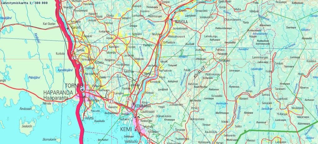 6 Simon kunnan länsirajalla. Karsikkoniemen luoteisin osa sijaitsee Kemin kaupungin alueella.