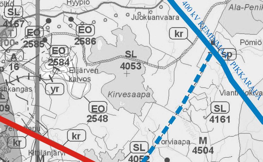9 Johtoreitin välittömään läheisyyteen ei sijoitu asutusta, lähimmät asuinrakennukset ovat yli 200 metrin päässä suunnitellusta reitistä.