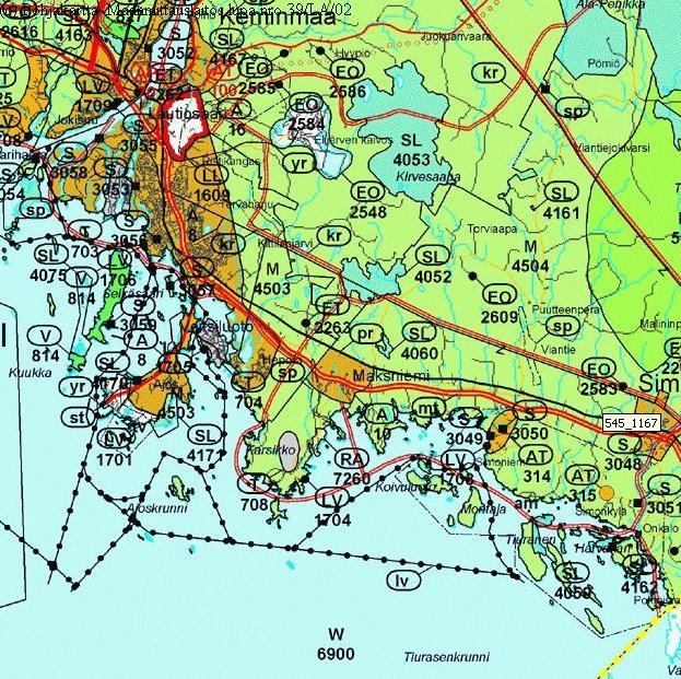 15 2.2 Suunnittelutilanne 2.2.1 Seutu- ja maakuntakaavat Kuva 7. Ote Länsi-Lapin seutukaavasta. Länsi-Lapin seutukaava on vahvistettu ympäristöministeriössä 25.2.2003.