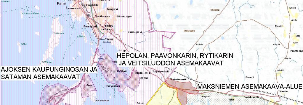 19 Kuva 11. Suunnittelualueella ja sen lähiympäristössä voimassa olevia kaavoja. 2.