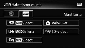 [Hakemiston valinta] -ruutu: toistettavan sisällön valinta Voit valita [G Hakemiston valinta] -näytöstä toistettavan sisällön (esim. alkuperäiset otokset päivämäärän tai tarinan mukaan tai valokuvat).