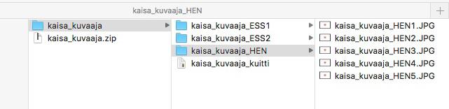 7. Tallenna jokainen sarja omaksi kansioksi jonka nimeät omalla nimelläsi ja sarjalyhenteellä esim: etunimi_sukunimi_hen.zip tai jos osallistut esim.