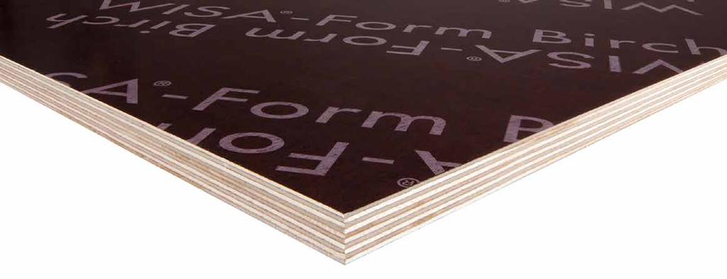 WISA -Form Birch WISA-Form Birch is a coated special plywood for use in concrete formwork where high requirements are set on the concrete surface and the number of reuses.