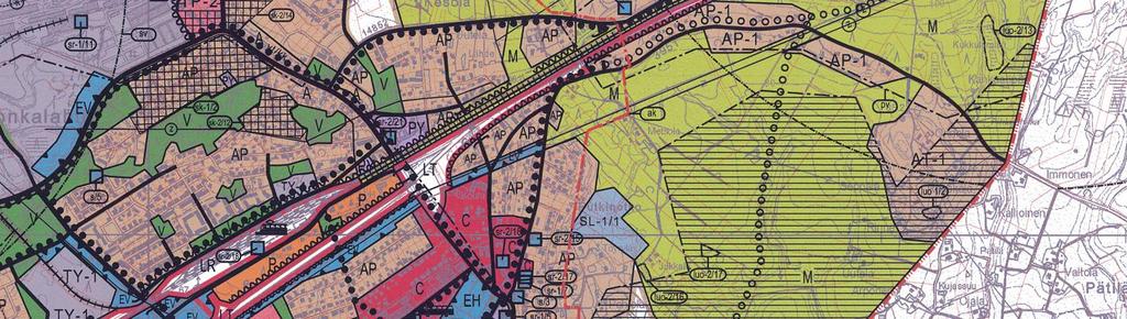 Joutsenon asemalta Imatran suuntaan suunnittelualue sijoittuu Joutsenon keskustaajaman osayleiskaava 2030 -alueelle kilometrivälillä 305+050-310+120.