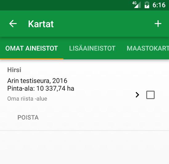 Omat aineistot Voit lisätä Karttaselaimeen omia kartta-aineistoja ja selata niitä kartalla. Tämä vaatii, että olet kirjautunut sisään Oma Karttaselain -tunnuksillasi.