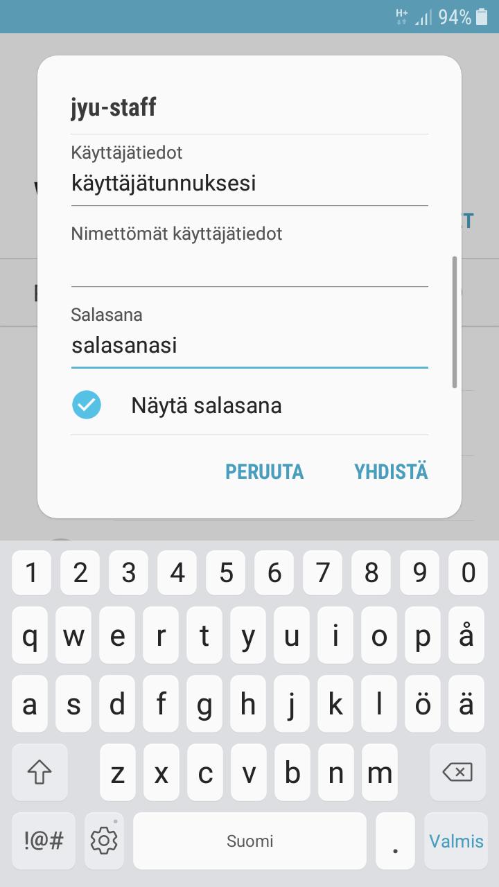 2. Kielen valinta Jos tahdot vaihtaa käyttöön Suomen (tai muun) kielen, napauta ruudun keskeltä ENGLISH (UNITED KINGDOM) ja valitse avautuvasta valikosta haluamasi kieli.