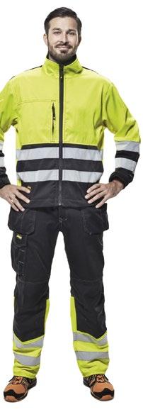 79 90 (89 90 ) Takki Snickers 1509-0466 Hi-Vis Heijastinnauhat joka puolella, myös hartioissa. Säädettävä vyötärö ja joustavat hihansuut, joissa säädettävä tarra.