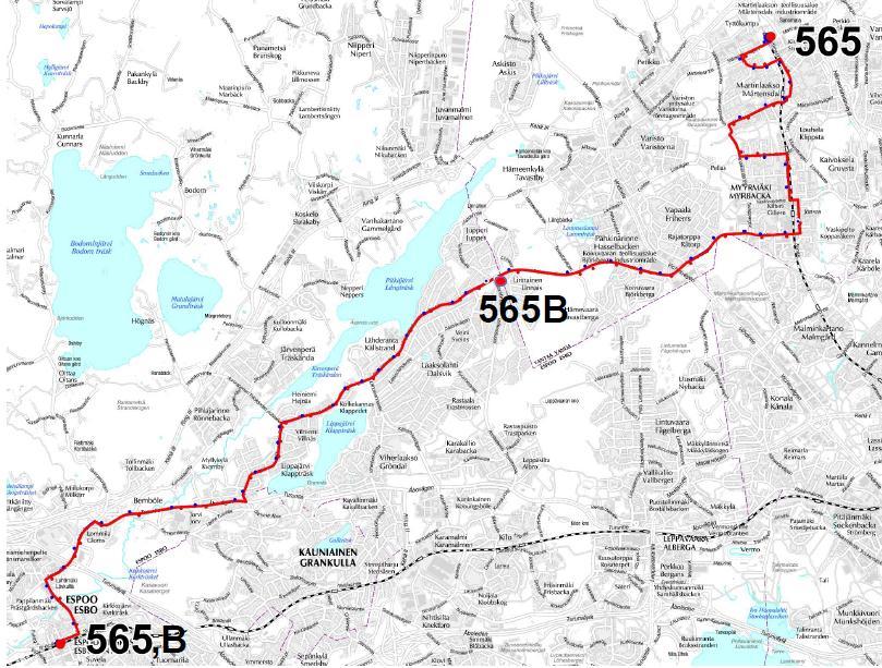 57 Linjat 530 ja 565 Vantaan suunnan uusi linjasto otetaan käyttöön talviliikenteen alkaessa.