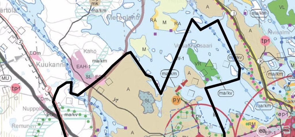 ti- ja yhteysmerkintöjä ovat viheryhteystarve/ ekologinen käytävä (vihreä katkoviiva + nuolet), tieliikenteen yhteystarve, vesiliikenteen yhteystarve ja virkistyksen kehittämiskohde. Kuva 11.
