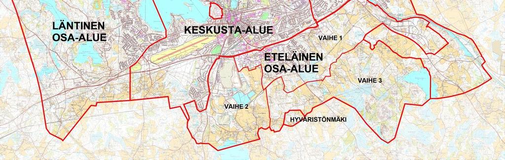 vaihe etenee samantahtisesti läntisen, keskusta-alueen