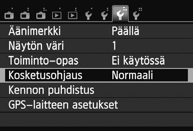 Tavallisesti tämä asetus on [Normaali]. [Normaali]-asetukseen verrattuna [Herkkä]-asetus tarjoaa herkemmän vasteen kosketustoimintoihin. Kokeile kumpaakin asetusta ja käytä haluamaasi.