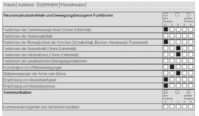 ICF - Use in electronic health records ICF implementation in post-discharge REHAB Basel - Center for Paraplegics and Brain injuries - on integroinut tietyn setin ICF-kuvauskohteita