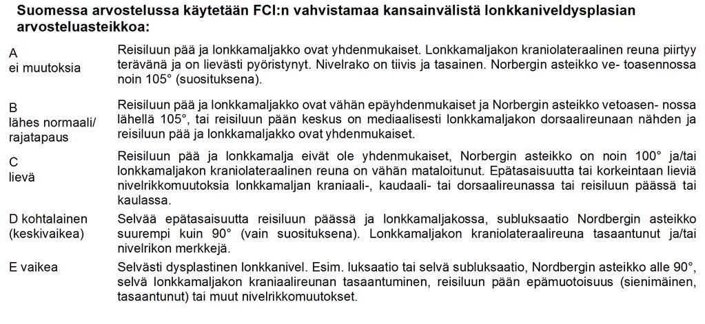 4.3 Terveys ja lisääntyminen 4.3.1 PEVISAohjelmaan sisällytetyt sairaudet LONKKANIVELEN KASVUHÄIRIÖ Lonkkanivelen kasvuhäiriö eli lonkkavika, (engl.