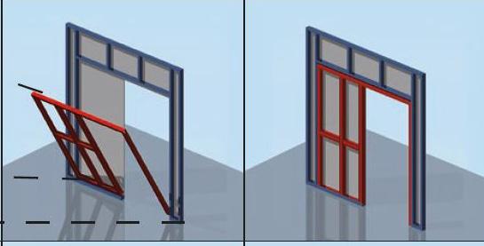Kuljetustuet poistetaan oviaukon ympäriltä. Levytysuojat (terästä) poistetaan vasta oviasennuksen yhteydessä, kun seinärakenne on valmiiksi levytetty ja pintakäsitelty 25 mm MUISTA VATUPASSI!