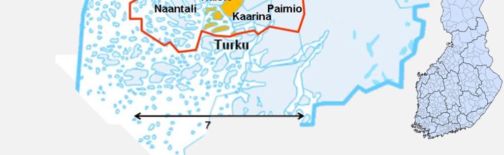 Mynämäki 1,1 % Naantali 2,9 % Nousiainen 0,8 % Paimio 2,7 %