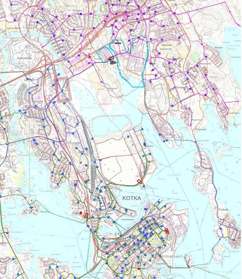 39 021 KYM Kuva 3.6 Kyminlinnan sähköaseman syöttöalue 3.5 022 Enso-Gutzeit (EG) Enso-Gutzeit (EG) on Kotkan saarella sijaitseva Kotkan kaupungin keskustaa syöttävä sähköasema.