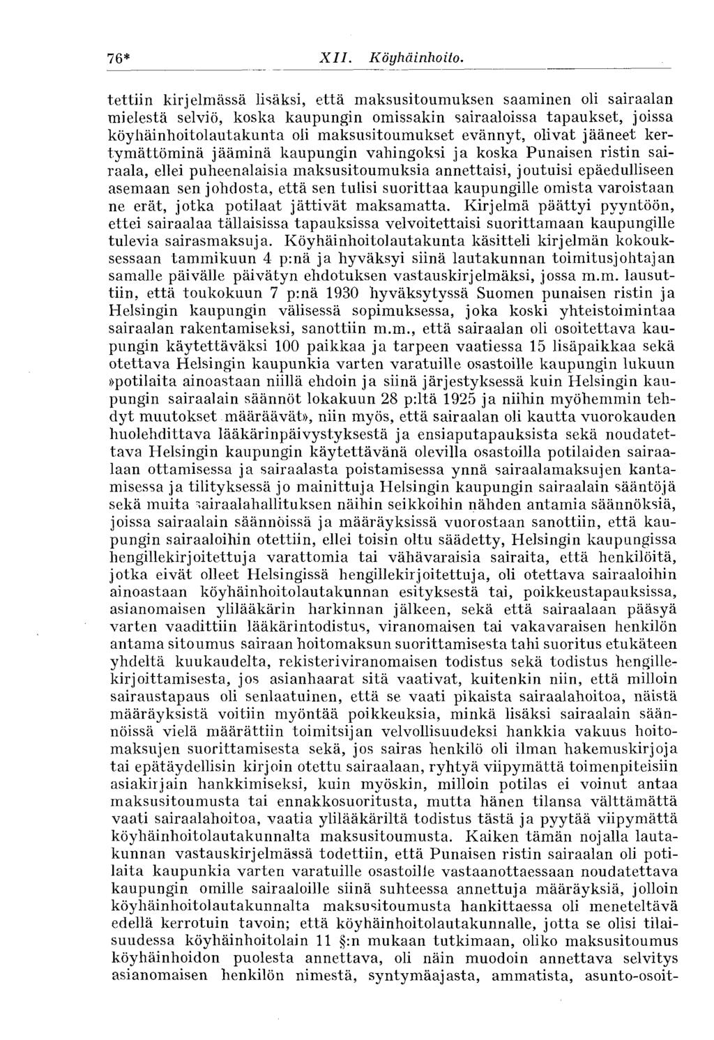 76* XII. Köyhäinhoito.