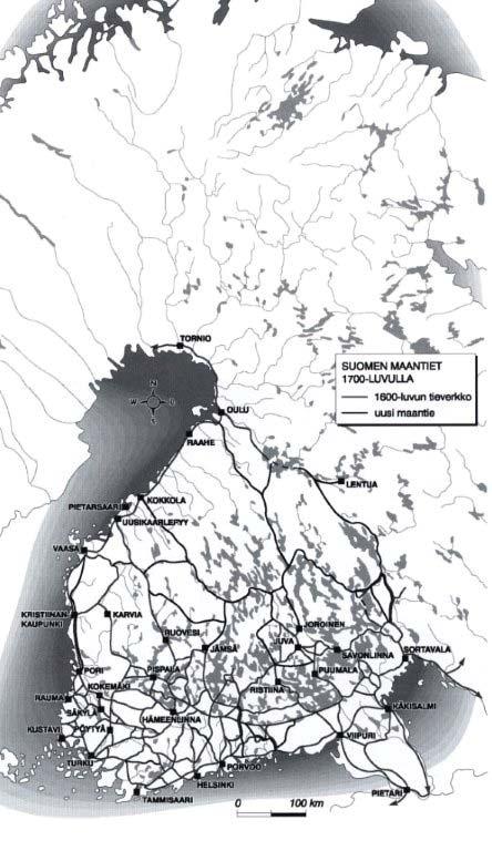 Pohjanmaan rantatien vaiheita 1700-luvulla Vuonna 1734 säädettiin laki, että yleisten maanteiden piti olla kymmenen kyynärää (noin 6 metriä) leveitä.