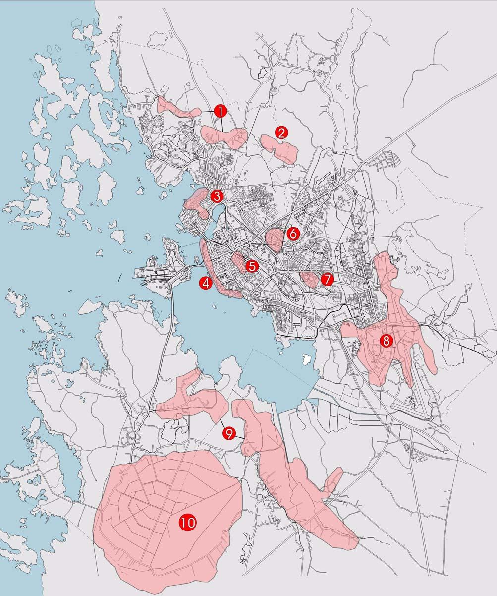 5.3 SEUTUKAAVAN 1995 MUKAISET KULTTUURIMAISEMA-ALUEET Seutukaavan 1995 mukaiset kulttuurimaisema-alueet. 1. Västervikin ja Gerbyn kulttuurimaisemat 2. Västerängen 3. Palosaaren Vikinga 4.