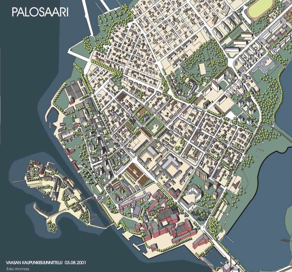 1895 1914 2006 Palosaaren ja Mansikkasaaren rakennukset eri vuosina. Viimeinen merkittävä muutosvaihe Palosaarella käynnistyi 1980-luvun alussa suurten teollisuuslaitosten lopetettua toimintansa.