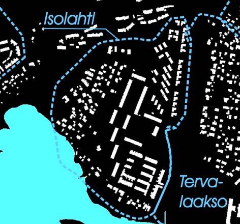 Tontit on erotettu toisistaan pensasaidoilla. Pientalokortteleiden puutarhat ovat vehmaita. 3.3.6 Isolahti (Anna Blomqvist) Isolahti sijaitsee noin 4 kilometriä Vaasan keskustasta.