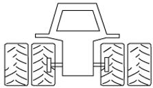 (Firestone) Esimerkki 2: Renkaat: 460/85R38 Taka-akseli kuorma: 6000 kg Kuorma/rengas 6000