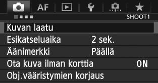 3 Kuvan tallennuslaadun määrittäminen Voit määrittää pikselimäärän ja kuvan laadun. JPEG-kuvien laatuasetuksia on kahdeksan: 73, 83, 74, 84, 7a, 8a, b, c.