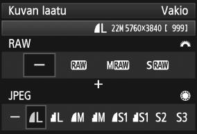 3 Kuvan tallennuslaadun määrittäminen Kuvan tallennuslaadun määrittämisen esimerkkejä Vain 73 Vain 1 1 + 73 61 + 74 122 Jos [ ] on