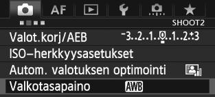 B: Valkotasapainon määrittäminenn Jos vaiheessa 1 saatu kuvan valotus eroaa paljon normaalista valotustasosta, oikeaa valkotasapainoa ei ehkä saada.