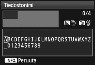 Tiedostonimen tallentaminen tai muuttaminen Valitse [Tiedostonimi]. 1 Valitse [51]-välilehdessä [Tiedostonimi],ja paina sitten <0>-painiketta. 2 3 Valitse [Muuta käyttäjäasetus].