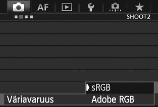 3 Väriavaruuden määrittäminenn Toistettavien värien aluetta kutsutaan väriavaruudeksi. Tässä kamerassa voit määrittää kuvalle väriavaruuden srgb tai Adobe RGB.