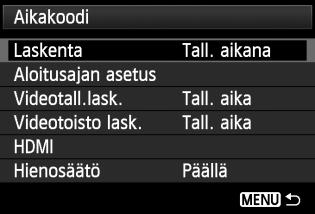 3 Aikakoodin määrittäminen Aikakoodi on automaattisesti tallennettava aikaviite, jonka avulla kuva ja ääni tahdistetaan videon kuvaamisen aikana.
