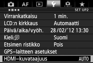 3 Valikkotoimintojen asetukset Voit muuttaa näytöllä näytettäviä tietoja painamalla <B>-painiketta. HDMI-lähdön kautta tulevaan kuvaan voi lisätä aikakoodin (s. 241).