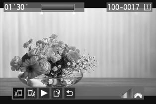 X Videon ensimmäisen ja viimeisen kohtauksen leikkaaminen Voit leikata videon ensimmäistä ja viimeistä kohtausta 1 sekunnin askelin. 1 Valitse videon toistonäytössä [X].