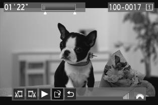 X Videon ensimmäisen ja viimeisen kohtauksen leikkaaminen 4 Tallenna video. Valitse [W] ja paina <0>-painiketta. Tallennusnäyttö tulee näkyviin.