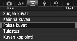 L Kuvien poistaminen Voit valita ja poistaa kuvat joko yksitellen tai erässä. Suojattuja kuvia (s. 278) ei voi poistaa. Kun kuva on poistettu, sitä ei voi palauttaa.