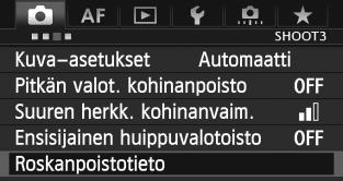 3 Roskanpoistotiedon lisääminenn Tavallisesti itsepuhdistuva kuvakenno estää pölyä näkymästä otetuissa kuvissa.