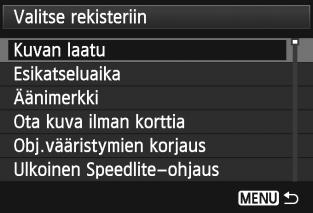 Lajittele Voit muuttaa Omaan valikkoon tallennettuja kohteita. Valitse [Lajittele] ja valitse sitten valikkokohta, jonka paikkaa haluat muuttaa. Paina lopuksi vielä <0>-painiketta.