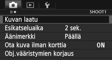 3 Valikkotoiminnot Voit määrittää valikoissa eri toimintoja, kuten kuvan tallennuslaadun ja päiväyksen/ajan.