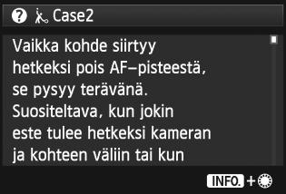 Toiminto-opas Kun [zohje] näkyy valikkonäytön alareunassa,